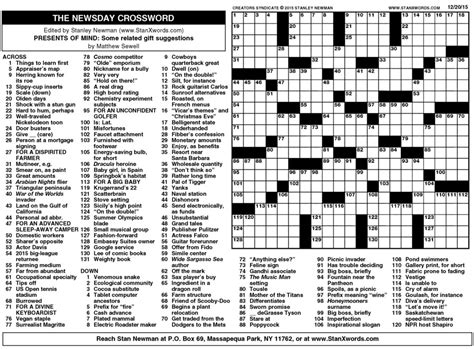 Subscribe below and get all the Newsday Crossword Puzzle Answers straight into your inbox. No SPAM! We don't share your email with any 3rd part companies! On this page you will find Newsday crossword …